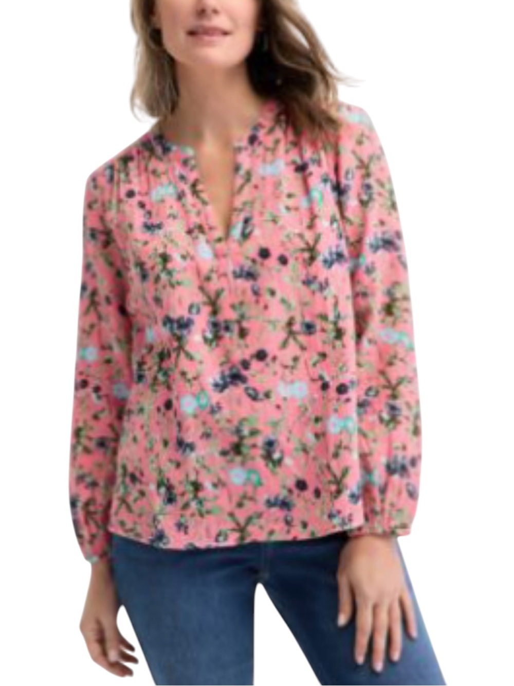 Style & Co. Women’s Printed Floral cotton gauze Popover Top Blouse XXL Salmon
